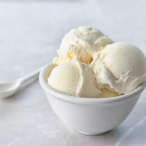 Bowl of vanilla ice cream